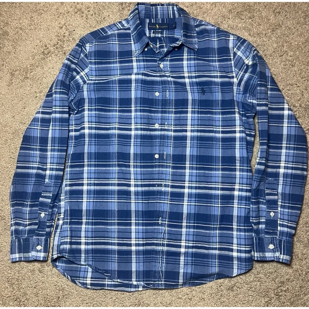 Polo Ralph Lauren Classic Fit Indigo Plaid Oxford Button-Down Shirt Blue/white
